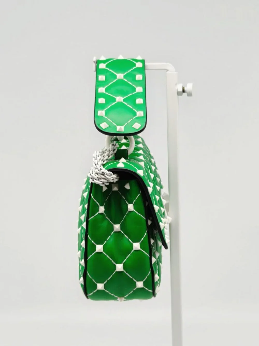 Valentino Garavani Green Roman Stud Shoulder Bag Leather Chain